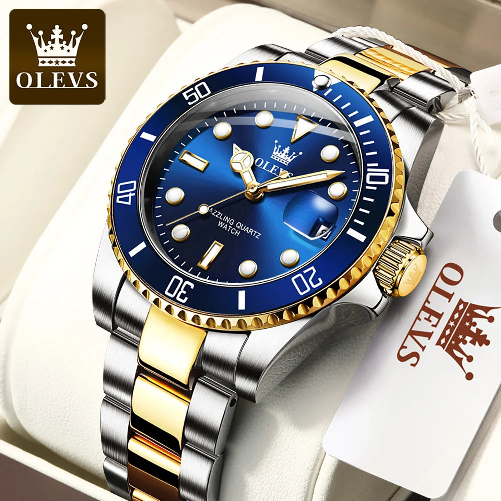 OLEVS 5885 Herrenuhr Top Marke Wasserdicht Edelstahl Kalender Mode Herren Handuhr Original Klassische Herren Armbanduhr