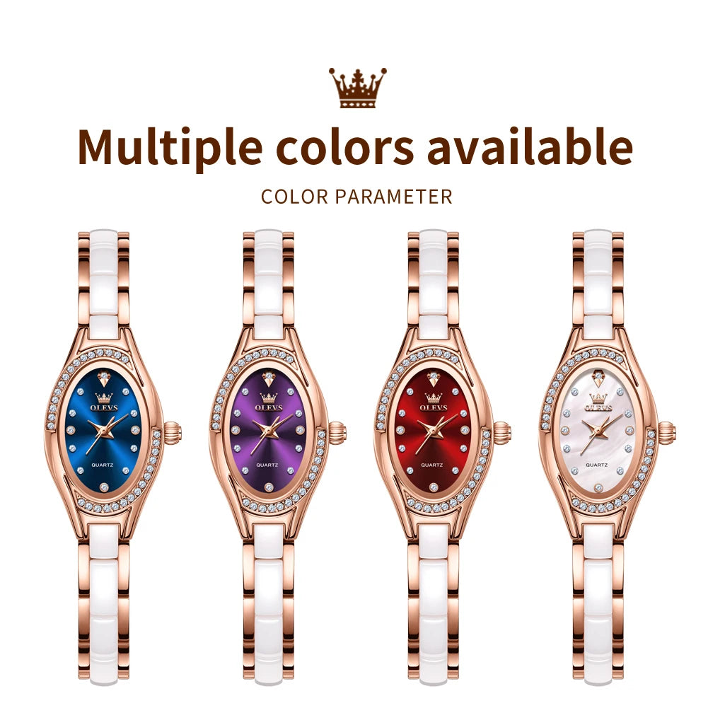 OLEVS Uhren für Damen Mode Elegant Damen Quarz Uhr Keramikband Wasserdicht Leuchtende Luxus Damen Uhr 7131