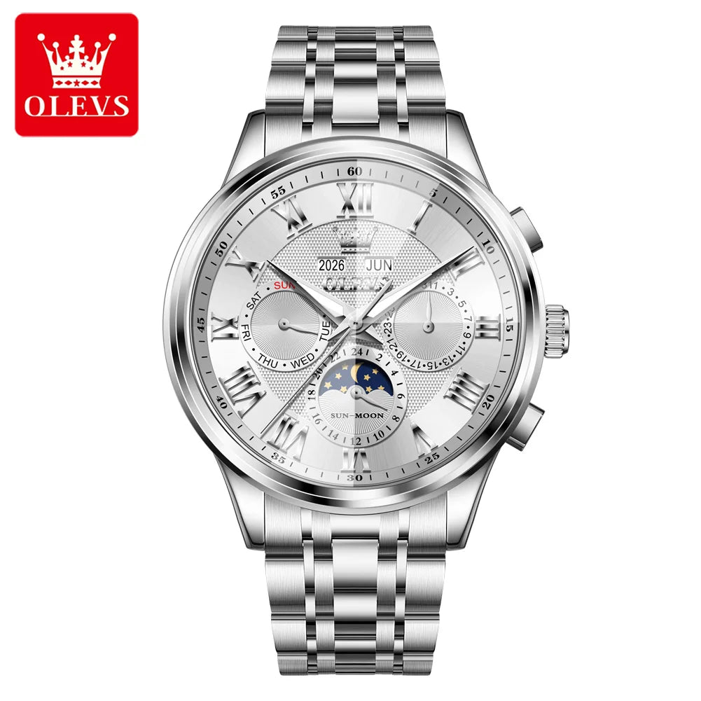 OLEVS 7113 Herrenuhr Luxus Mondphase Mechanische Uhren Für Herren Wasserdicht Automatische Datums Wochenuhr Handuhr Geschenkbox
