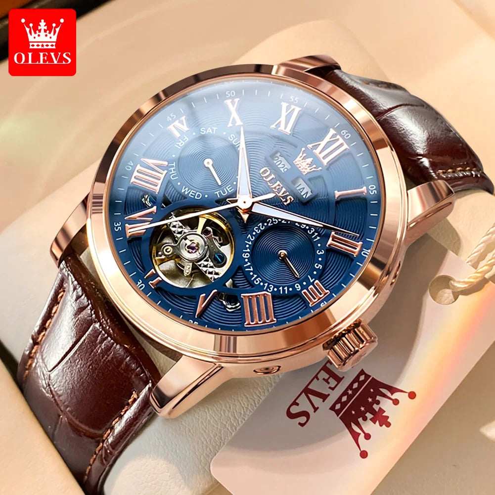 OLEVS 6668 Herren Automatikuhren Römische Skala Mechanische Uhr für Herren Top-Marke Wasserdichtes Automatikdatum Original Herren Handuhr