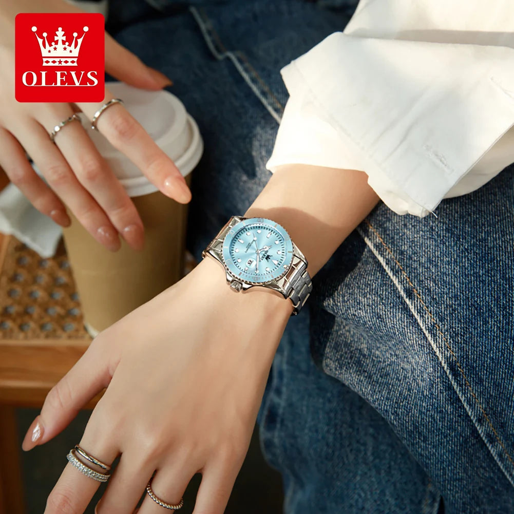 OLEVS 5885 Damenuhr Mode Chronograph Datum Wasserdicht Leuchtend Quarzuhr Damenuhr Original Luxus Damenuhr