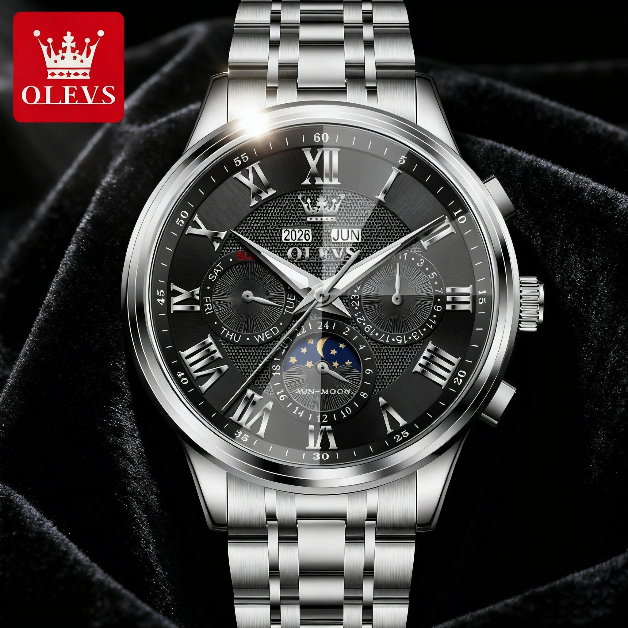 OLEVS 7113 Herrenuhr Luxus Mondphase Mechanische Uhren Für Herren Wasserdicht Automatische Datums Wochenuhr Handuhr Geschenkbox