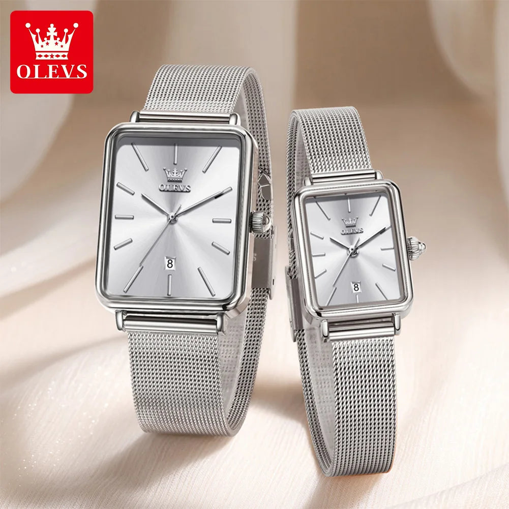 OLEVS 3692 Couple Watches Thin Case Simple Quartz Watch For Men Women Original Waterproof Calendar Fashion Business Hand Clock