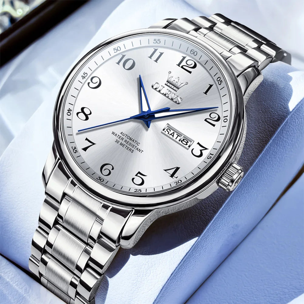 OLEVS 7072 Herrenuhr Mode Original Mechanische Uhren Für Herren Dual Kalender Wasserdicht Business Automatische Handuhr