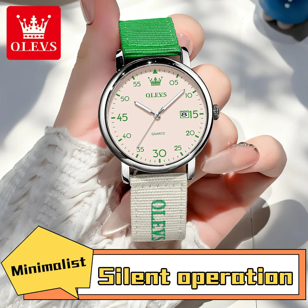 OLEVS Uhren Mode Business Sport Quarzuhren Für Herren Wasserdichte Leuchtende Nylonband Studentenuhren 2997