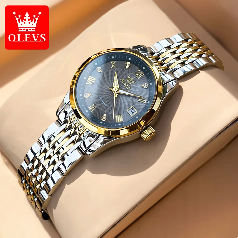 OLEVS 6630 Damenuhr Luxus Elegant Diamant Mechanische Damenuhren Wasserdicht Römische Skala Top-Marke Damen Handuhr