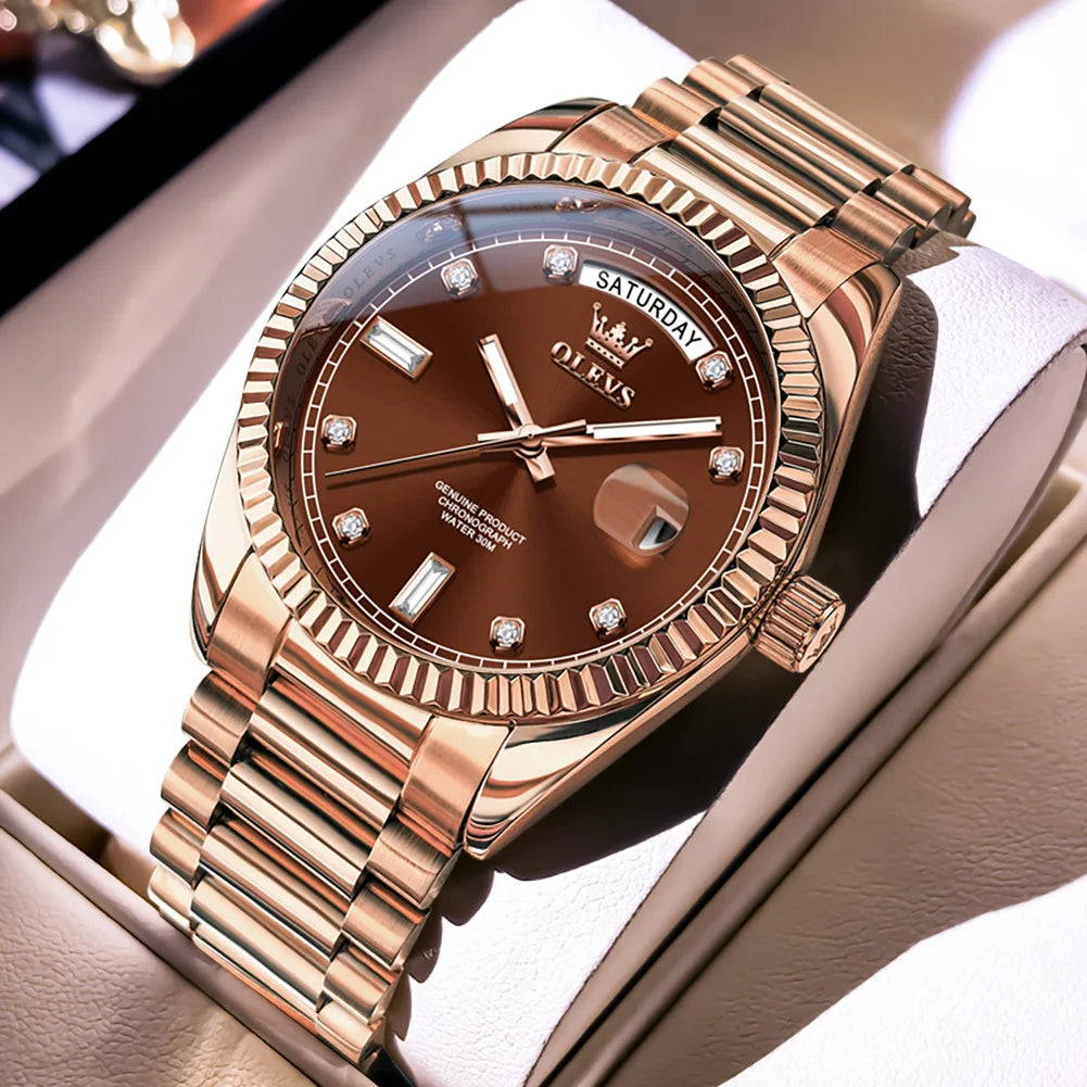 OLEVS 6736 Neue Original Herrenuhr Automatische Mechanische Uhr Luxusuhren für Herren 30M Wasserdicht Kalender Woche Zeigeruhr