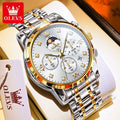 OLEVS 3652 Herrenuhr Ziffernskala Quarzuhr für Herren Chronograph Mondphase Datum Luxus Wasserdicht Leuchtende Herrenarmbanduhr