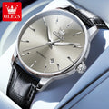 OLEVS 6725 Herren Automatikuhr Klassische Einfache Mechanische Uhr Für Männer Automatisches Datum Original Wasserdichtes Leder Herrenarmbanduhr