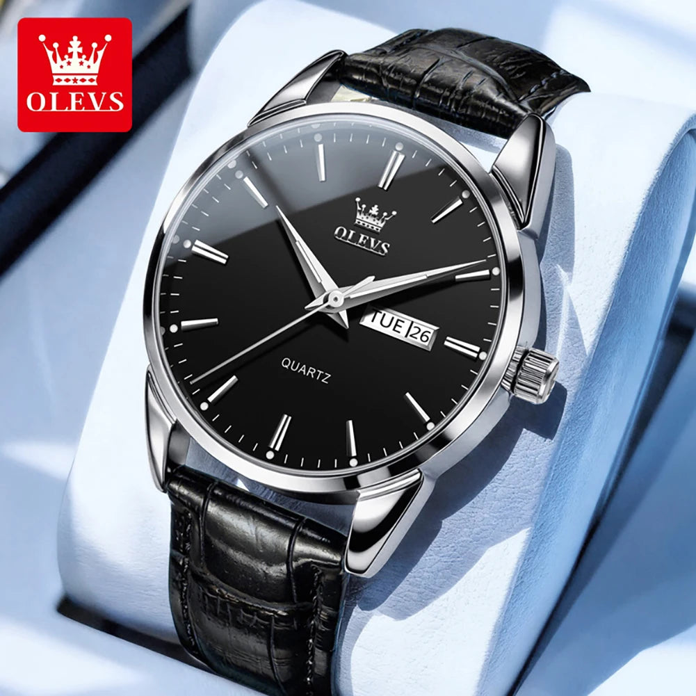 OLEVS Armbanduhr Herren Klassische Quarzuhr für Herren Wasserdichte Leuchtende Geschäftsuhr Wochenanzeige Datum Herrenuhr 6898