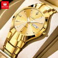 OLEVS 8697 Herrenuhr Top Marke Luxus Dual-Kalender Quarzuhr für Herren Rhombus-Spiegel Wolframstahlarmband Herren-Armbanduhr
