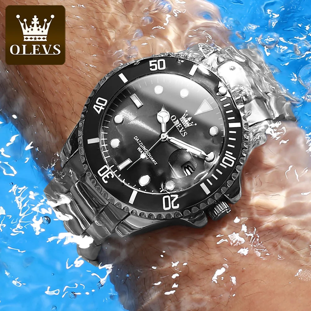 OLEVS 5885 Herrenuhr Top Marke Wasserdicht Edelstahl Kalender Mode Herren Handuhr Original Klassische Herren Armbanduhr