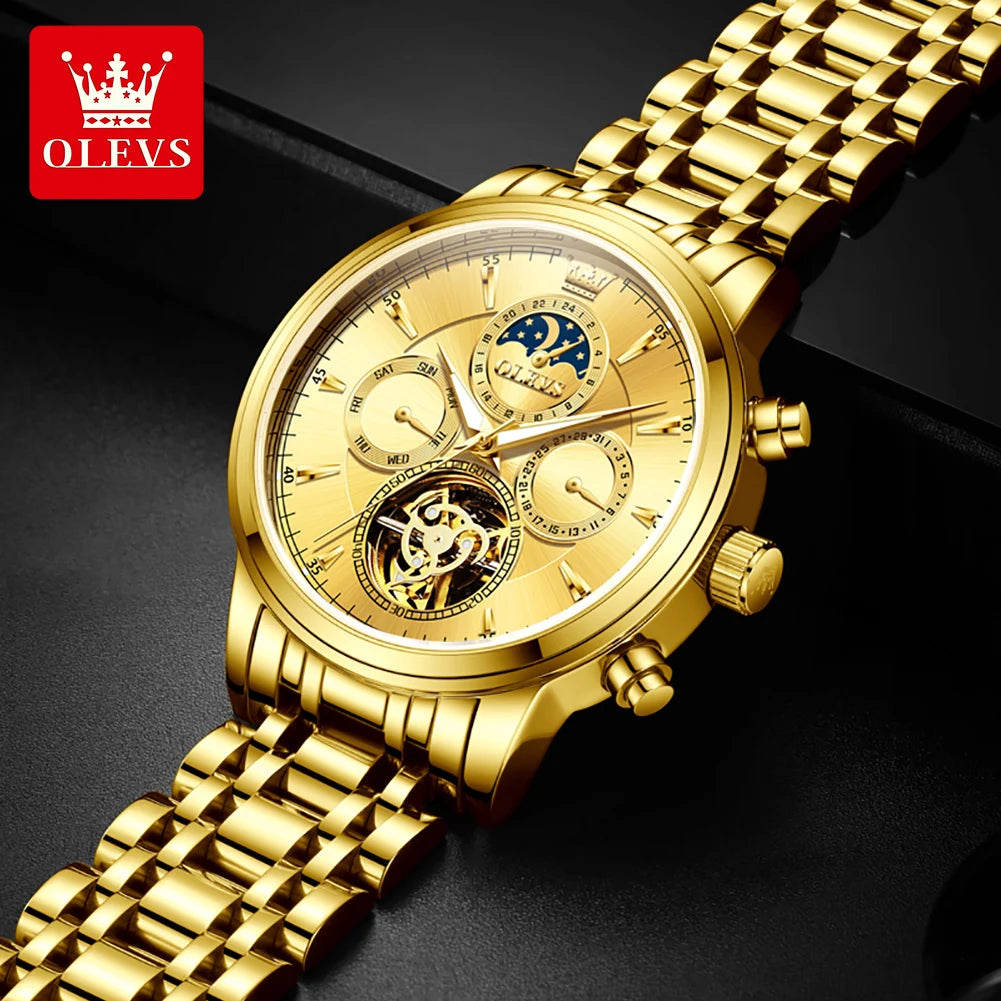 OLEVS 6746 Herrenuhr Business Fashion Skelett Automatische Mechanische Uhren für Männer Original Wasserdicht Leuchtende Herrenuhr