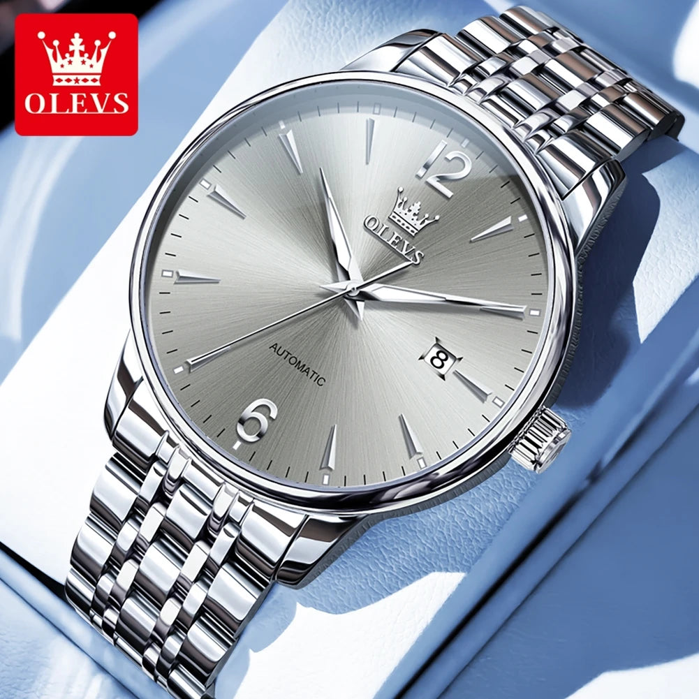OLEVS 6741 Uhren für Herren, originelle Modemarke, automatische mechanische Uhren, Datumsanzeige, Herrenuhren, Geschenke, wasserdicht, leuchtend