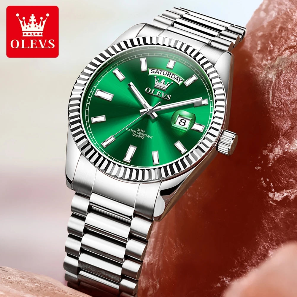 OLEVS 5650 Uhren für Herren, Original Chronograph, Datumsanzeige, Quarzuhr, Stahlarmband, wasserdicht, leuchtend, Top-Marke, Herrenuhr, Geschenke