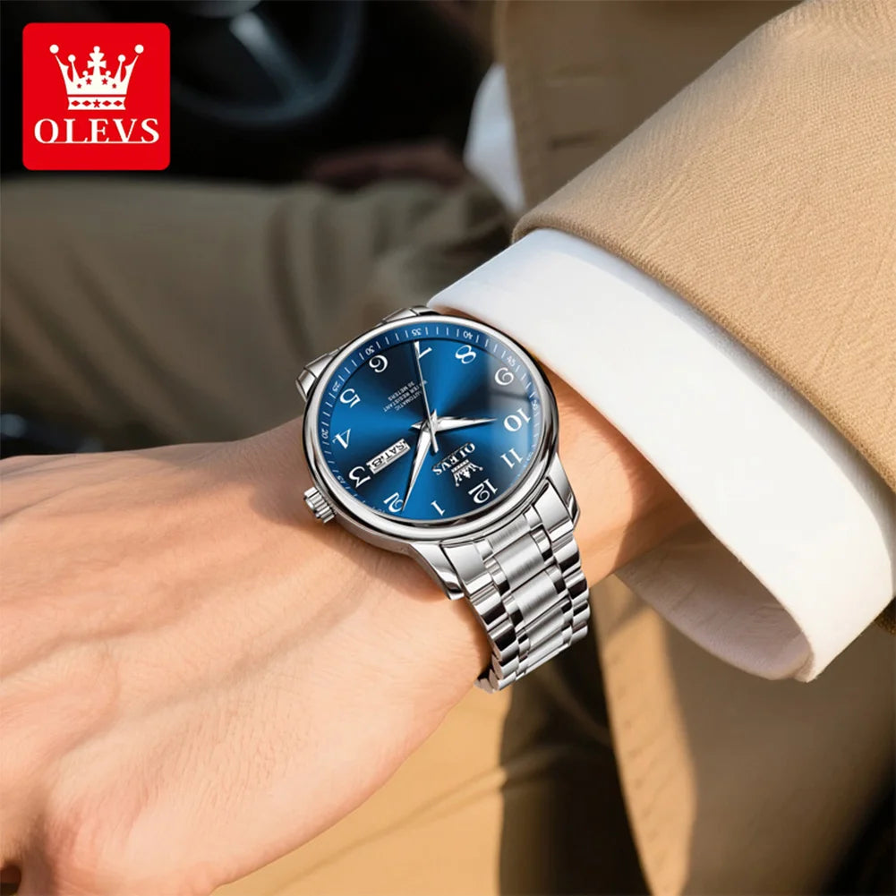 OLEVS 7072 Herrenuhr Mode Original Mechanische Uhren Für Herren Dual Kalender Wasserdicht Business Automatische Handuhr