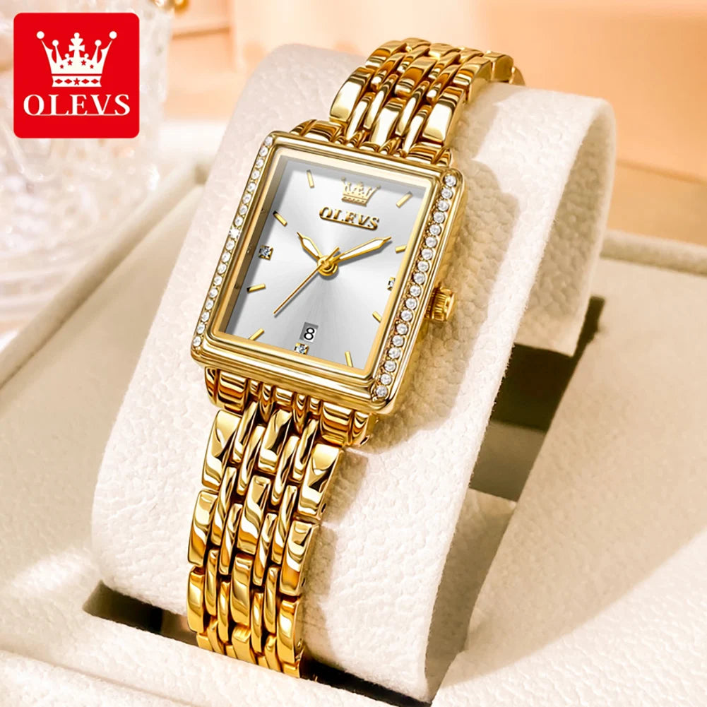 OLEVS 9995 Damenuhr Klassische Quarzuhr für Damen Luxuriöse Original Edelstahl Wasserdichte Kalender Damenuhr