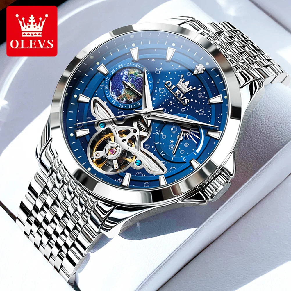 Original Fashion Top OLEVS Brand Watches For Man Flywheel Automatic Mechanical Watches Waterproof Luminous Men Watches 6705
