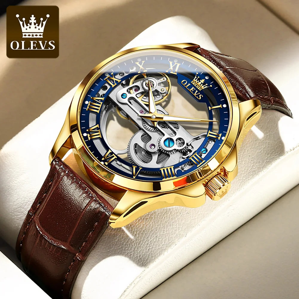 OLEVS 6661 Automatikuhr für Herren Skelett Original Mechanisches Uhrwerk Herrenarmbanduhr Wasserdicht Leuchtende Sport Herrenuhren