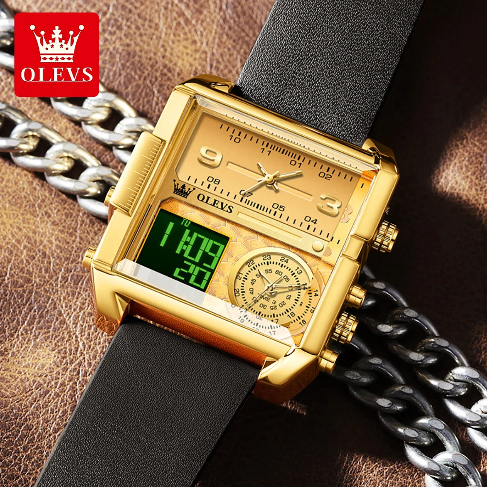 OLEVS 1101 Erkek Kol Saati Moda Çok Fonksiyonlu Kuvars Saat Erkekler İçin Takvim Hafta Göstergesi Su Geçirmez Işıklı El Saati Reloj
