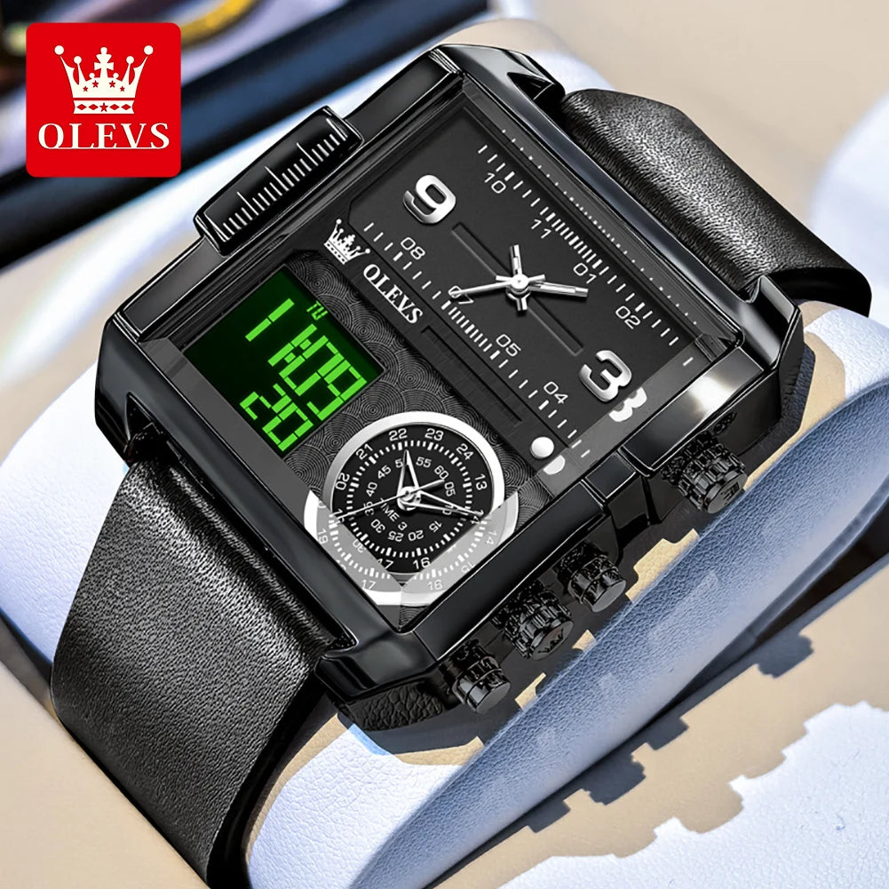 OLEVS 1101 Erkek Kol Saati Moda Çok Fonksiyonlu Kuvars Saat Erkekler İçin Takvim Hafta Göstergesi Su Geçirmez Işıklı El Saati Reloj