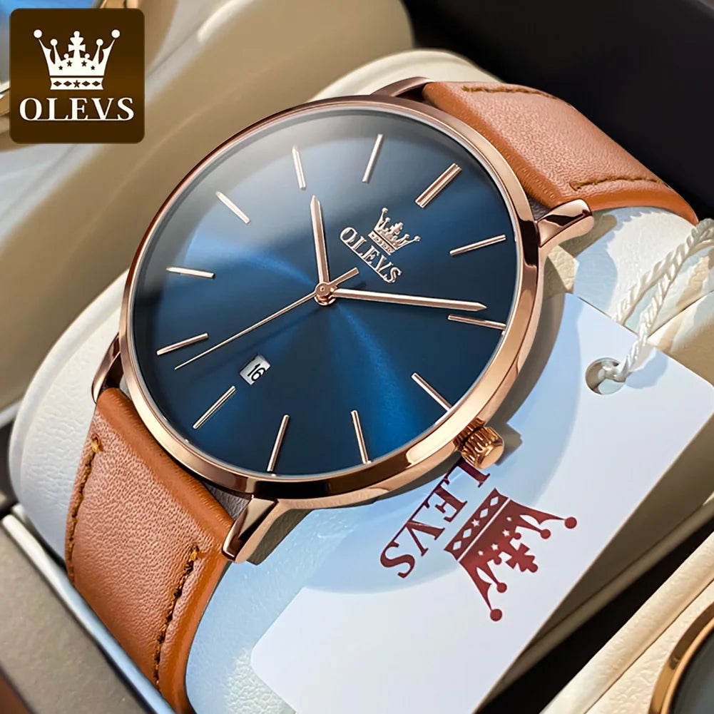 OLEVS 5869 Uhr für Herren Mode Einfach Japanisches Quarzwerk Herrenuhren Gehäusedicke 6,5 mm Top-Markenkalender Zeigeruhr