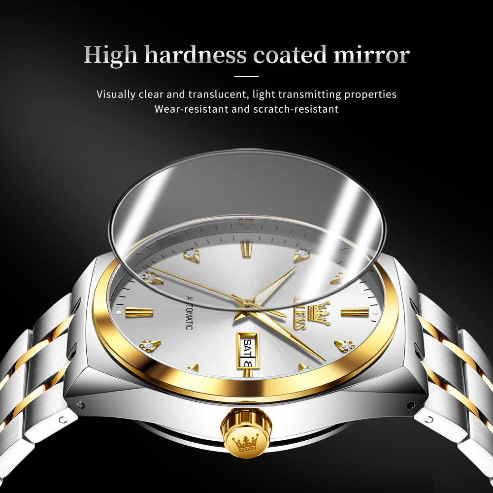 OLEVS 9811 Original Sport Wochen-Datum Uhren für Herren Luxus Business Automatische Mechanische Armbanduhr Wasserdicht Leuchtend Großes Zifferblatt