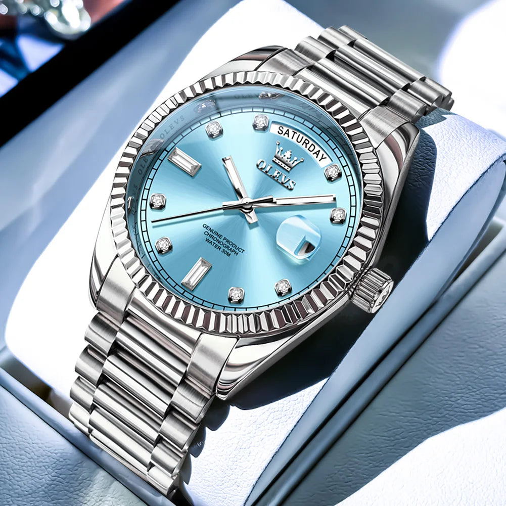 OLEVS 6736 Neue Original Herrenuhr Automatische Mechanische Uhr Luxusuhren für Herren 30M Wasserdicht Kalender Woche Zeigeruhr
