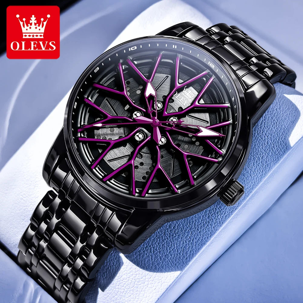 OLEVS 3701 Quarzuhr Herren Stahlarmband Hohl Mode Wasserdichte Uhr für Männer Leuchtende Top Marke Original Männliche Handuhr