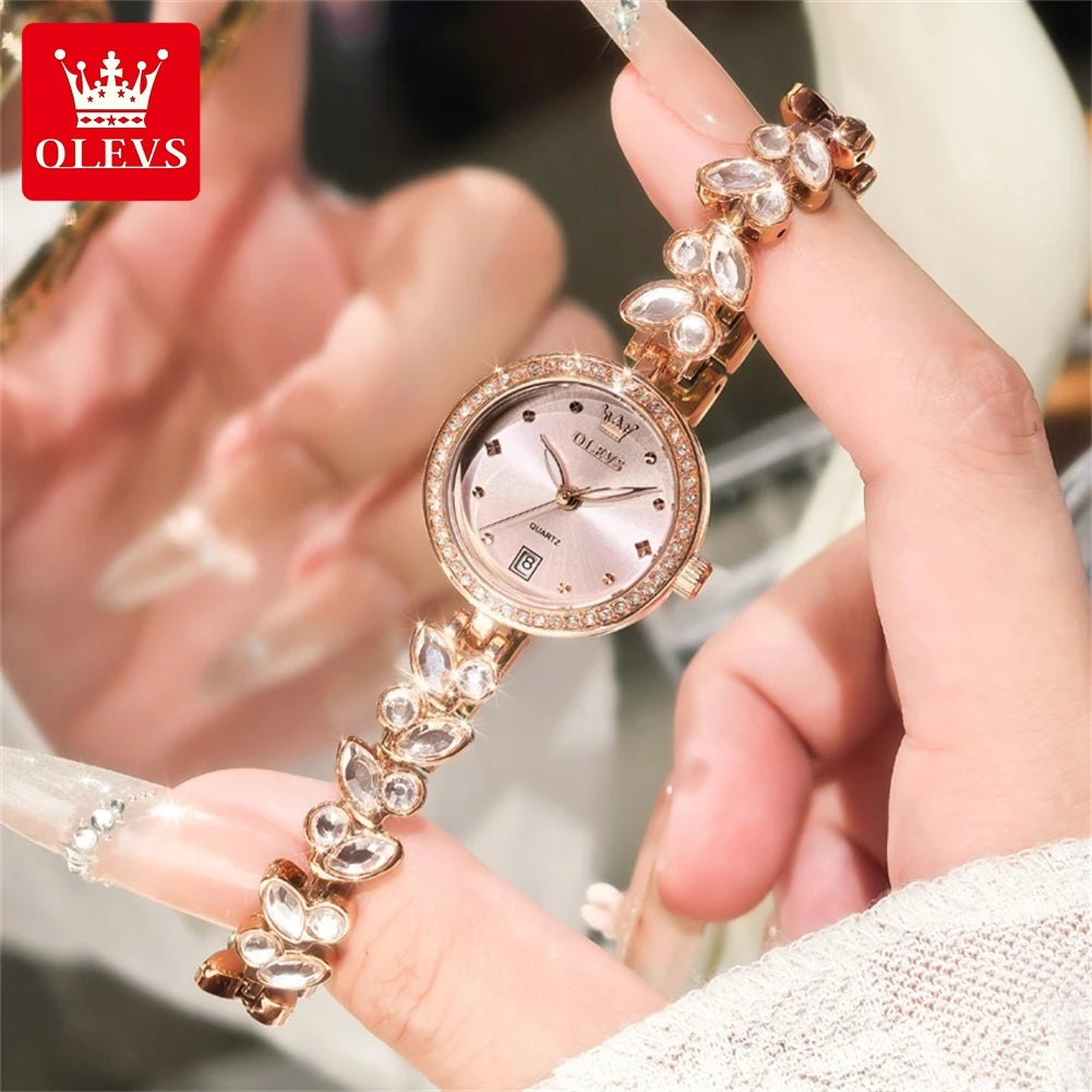 OLEVS 5679 Neue Damenuhr Elegante Modemarke Quarzuhr Wasserdichte leuchtende Uhren für Frauen Geschenke Armbandverschluss