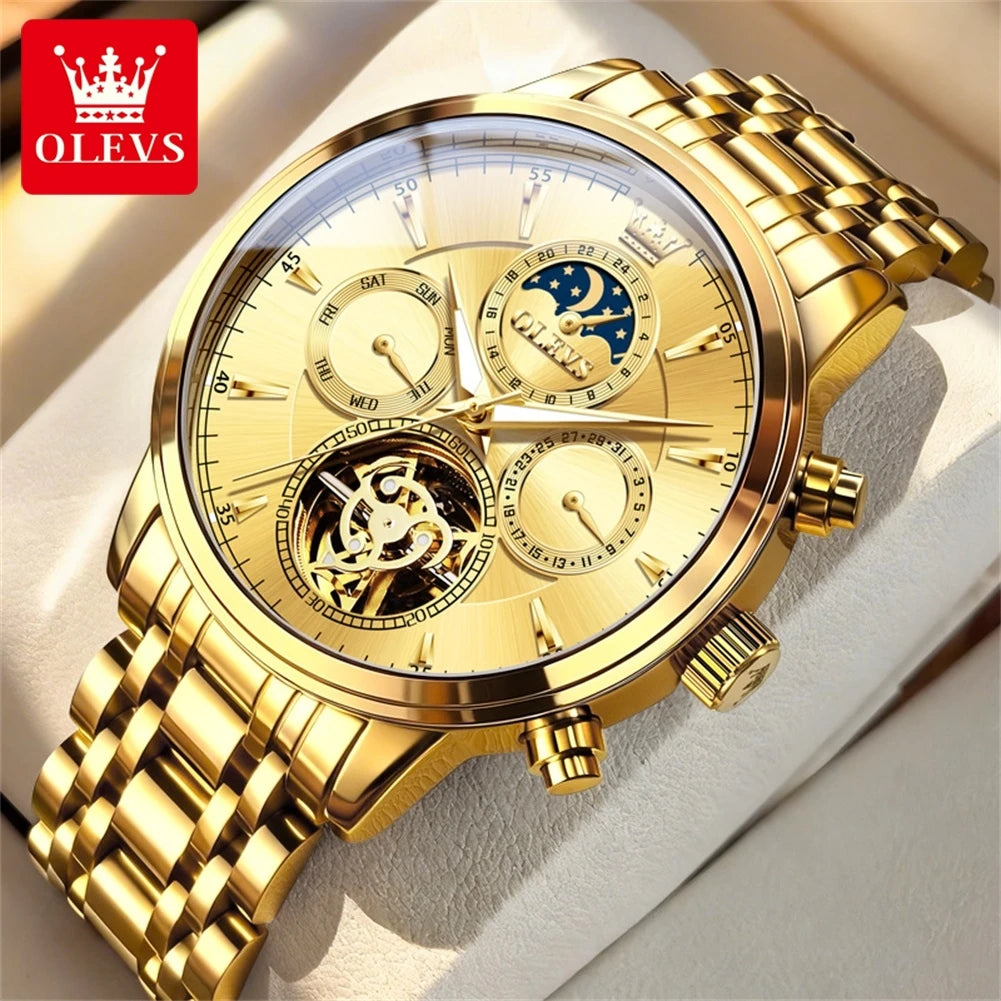 OLEVS 6746 Herrenuhr Business Fashion Skelett Automatische Mechanische Uhren für Männer Original Wasserdicht Leuchtende Herrenuhr