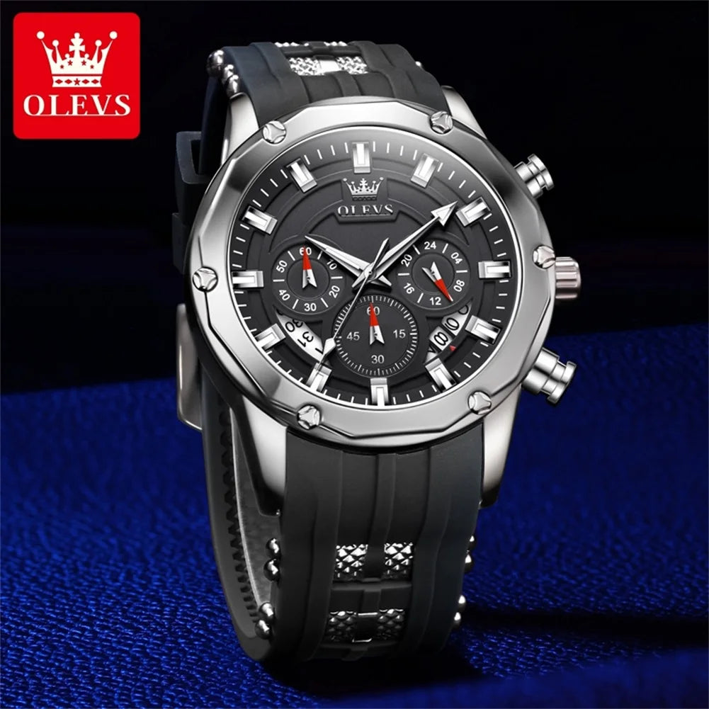 OLEVS 9991 Herrenuhr Mode Sport Wasserdichte Quarzuhr Für Herren 45mm Großes Zifferblatt Original Chronograph Datum Herren Armbanduhr