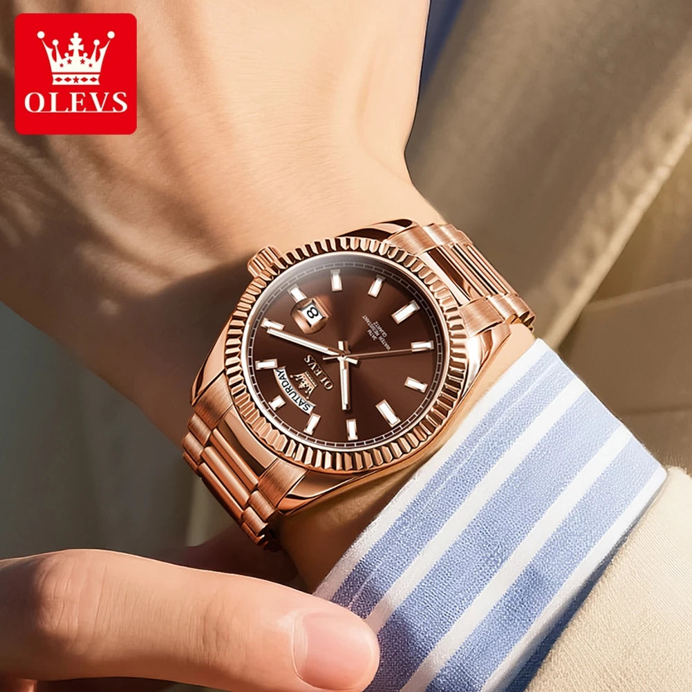 OLEVS 5650 Uhren für Herren, Original Chronograph, Datumsanzeige, Quarzuhr, Stahlarmband, wasserdicht, leuchtend, Top-Marke, Herrenuhr, Geschenke