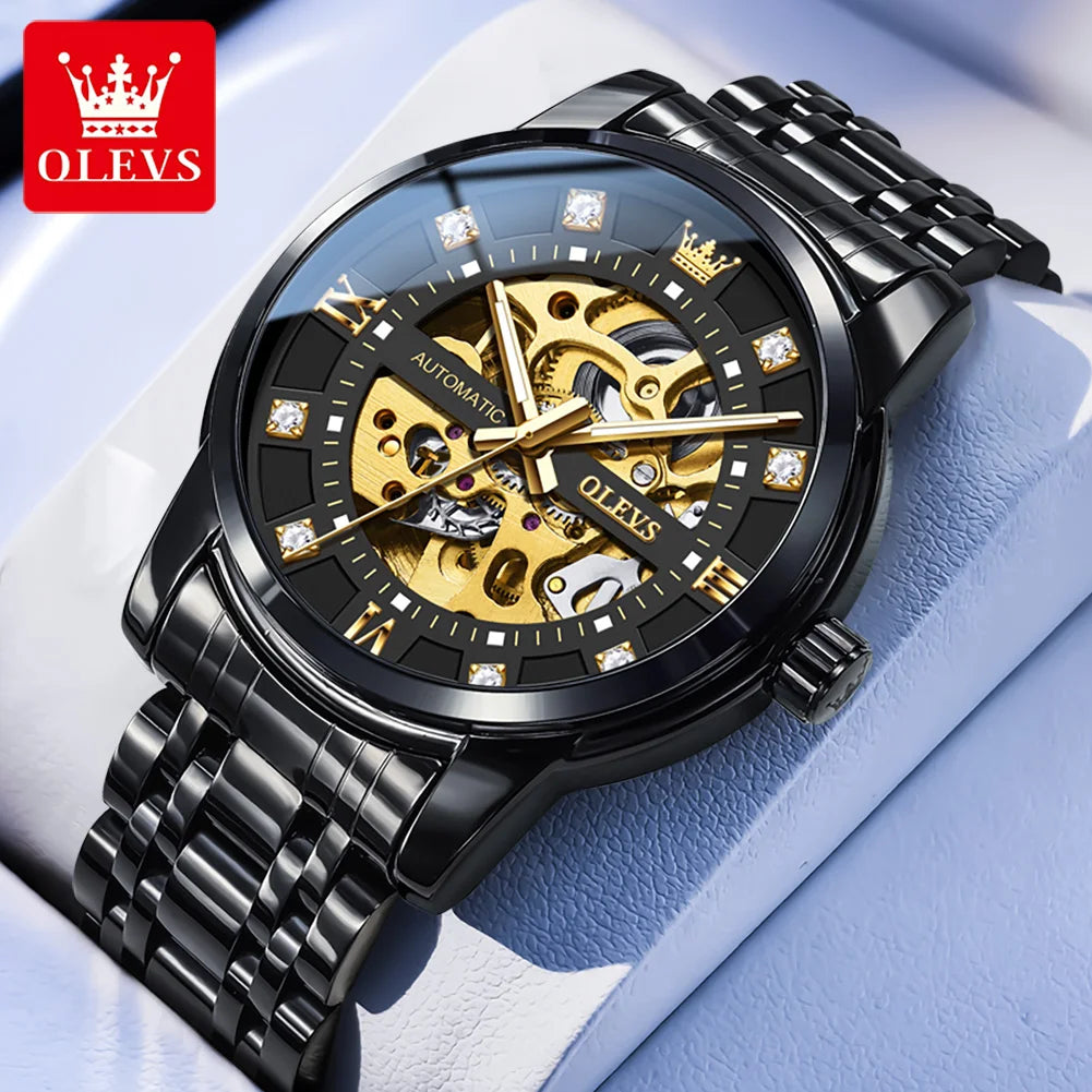 OLEVS 9901 Herrenuhr Skelett Mechanische Uhren für Herren Wasserdicht Leuchtend Herrenanzuguhr Original Luxusmarke
