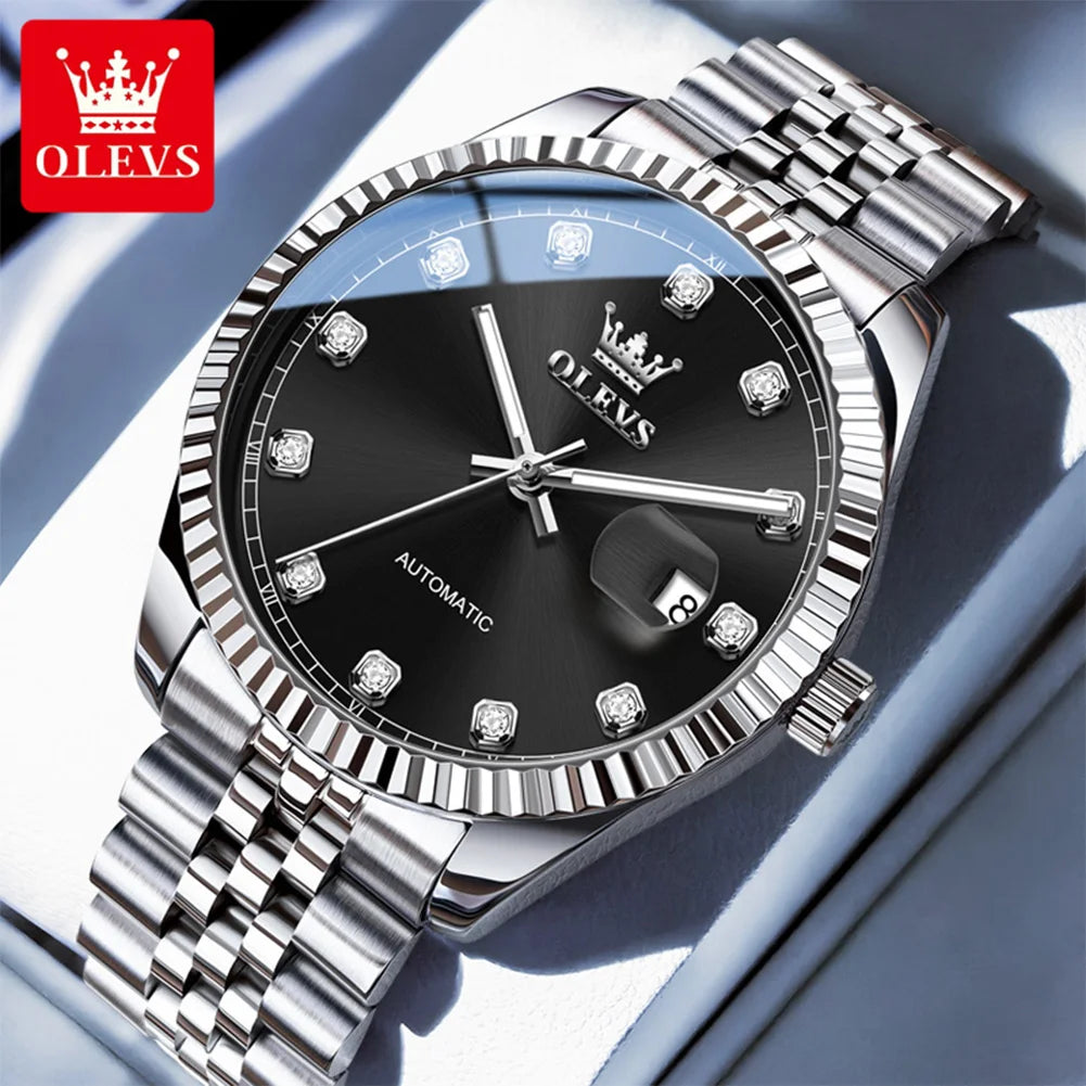 OLEVS 6743 Herrenuhren Original Legere Mode Automatische Mechanische Uhren Wasserdichte Leuchtende Datumsuhren für Herren Geschenkbox