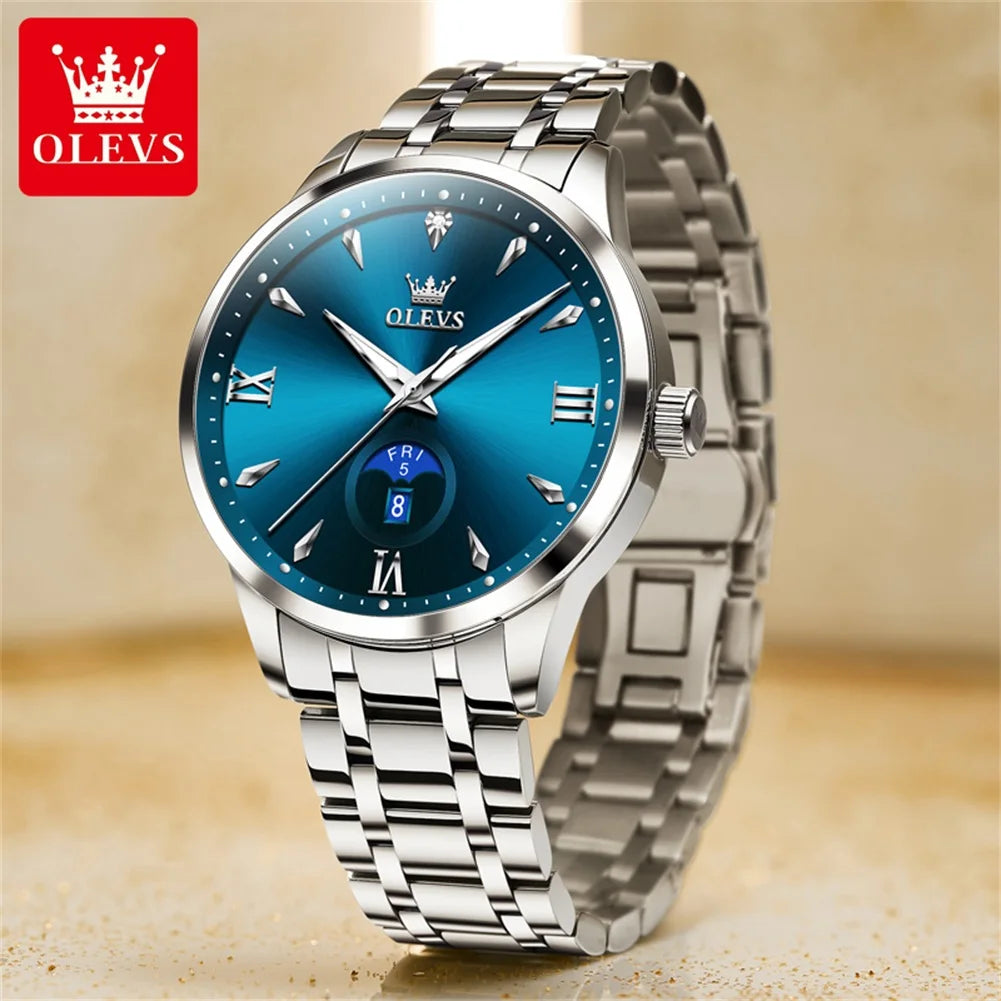 OLEVS 3646 Men Watch Steel Strap Original Fashion Quartz Watch For Men Week Date Display Waterproof Luminous Luxury Hand Clock