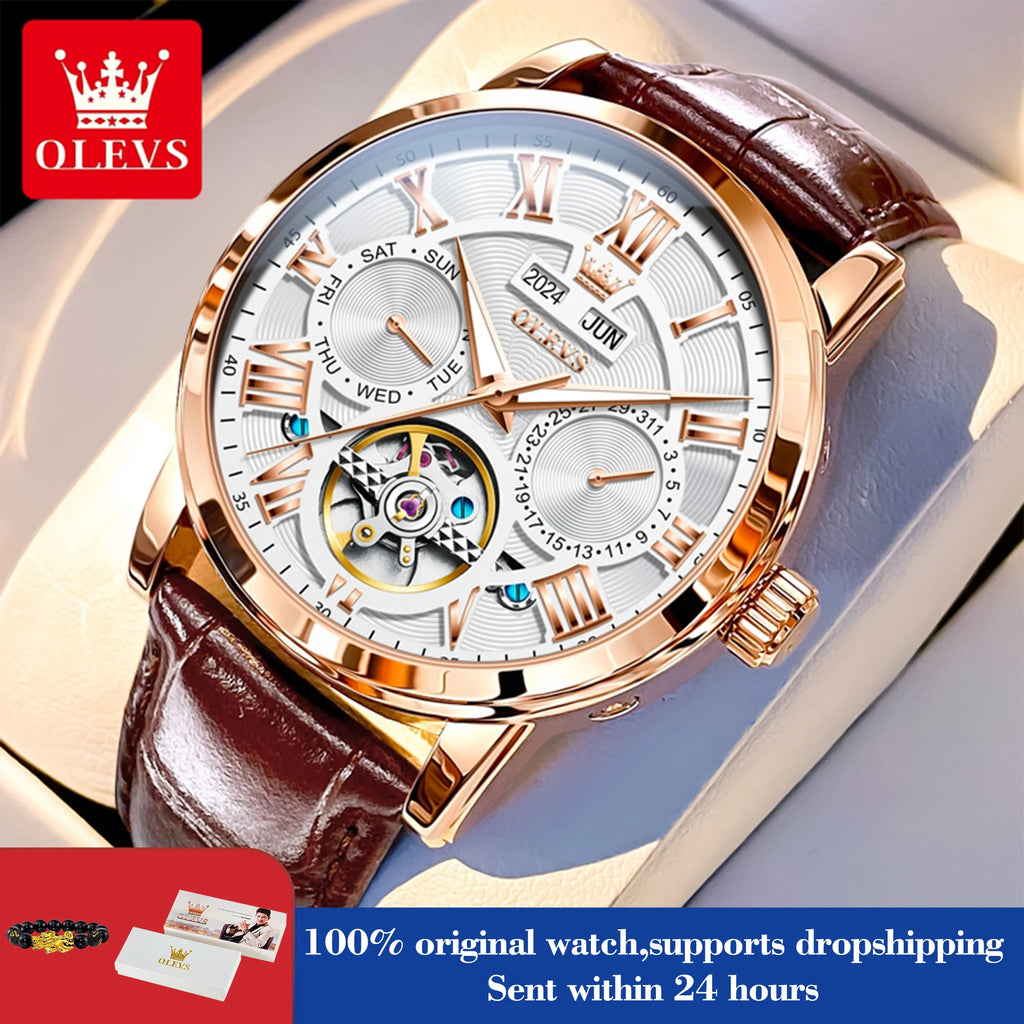 OLEVS 6668 Herren Automatikuhren Römische Skala Mechanische Uhr für Herren Top-Marke Wasserdichtes Automatikdatum Original Herren Handuhr