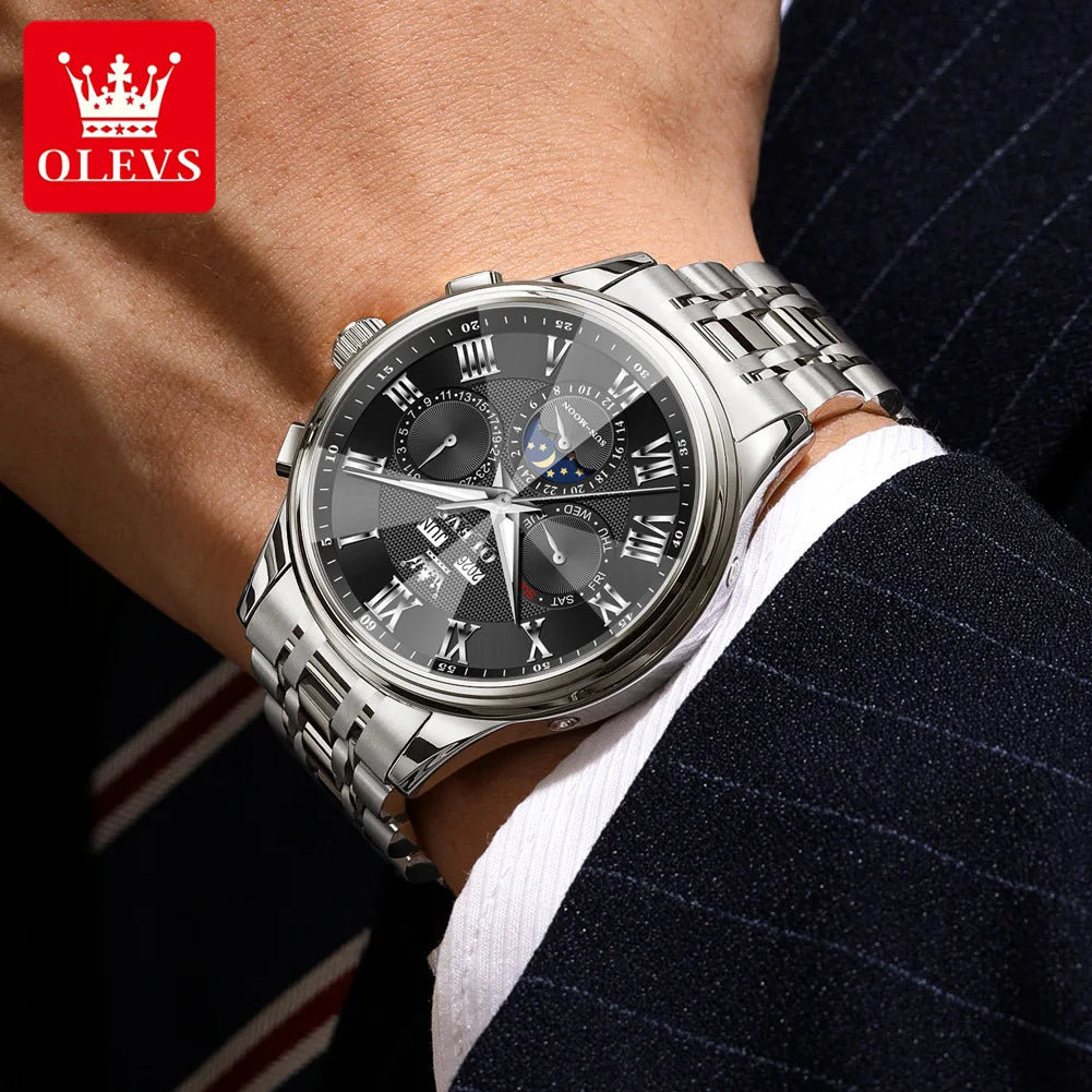OLEVS 7113 Herrenuhr Luxus Mondphase Mechanische Uhren Für Herren Wasserdicht Automatische Datums Wochenuhr Handuhr Geschenkbox