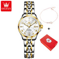 OLEVS 2910 Quartz Watch For Women Stainles Steel Waterproof Calendar Luxury Ladies Hand Clock Number Scale Dial Women's Watches