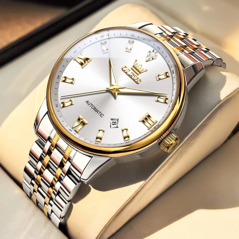 OLEVS 6723 Herren Automatikuhren Business Datum Mechanische Uhr für Männer Luxus Mode Wasserdicht Leuchtend Original Handuhr