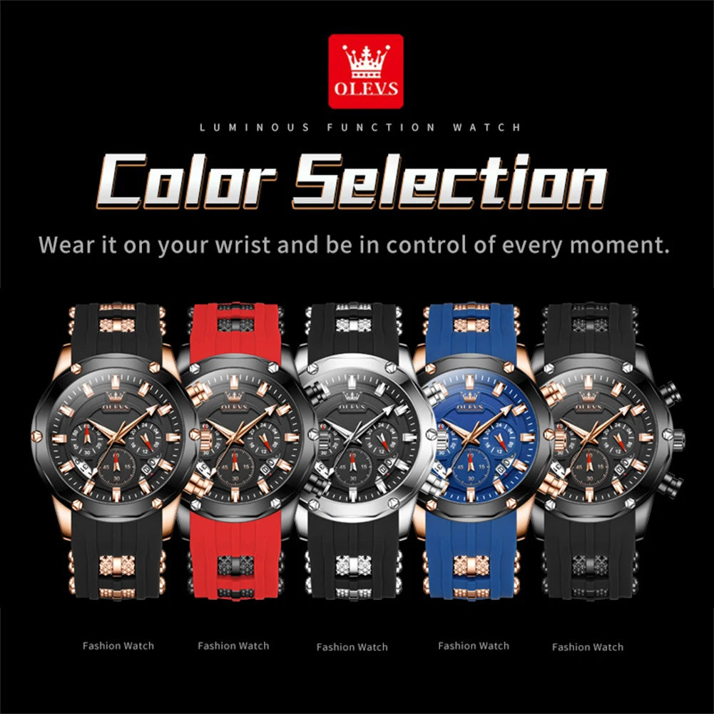 OLEVS 9991 Herrenuhr Mode Sport Wasserdichte Quarzuhr Für Herren 45mm Großes Zifferblatt Original Chronograph Datum Herren Armbanduhr