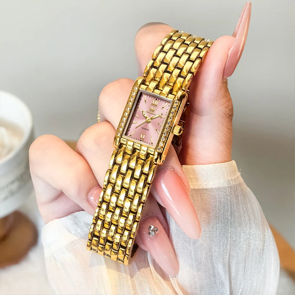 OLEVS 3700 Quarzuhr für Damen Wasserdicht Original Mode Stahlarmband Zeigeruhr Top-Marken Luxus Business Damenarmbanduhren
