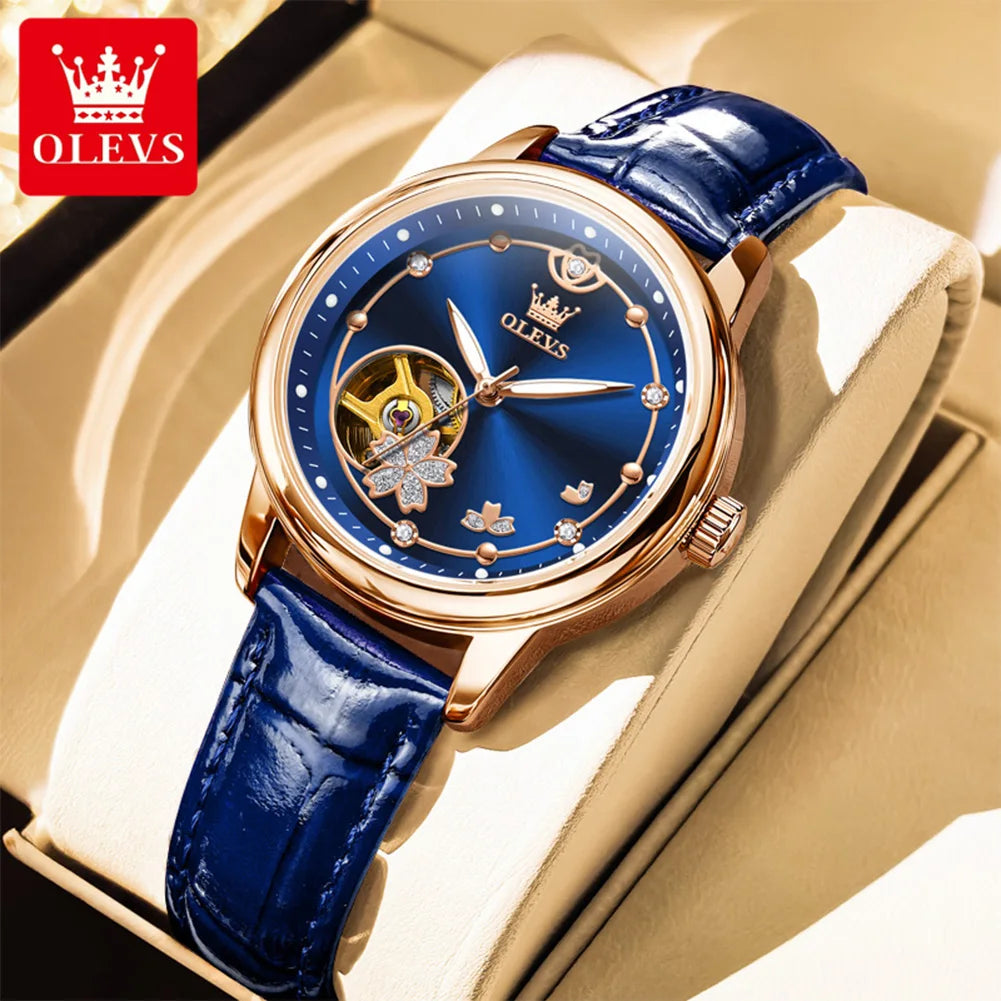 OLEVS 6732 Damenuhr Hohl Automatische Mechanische Uhr Für Frauen Edelstahlarmband Luxus Original Wasserdichte Armbanduhr