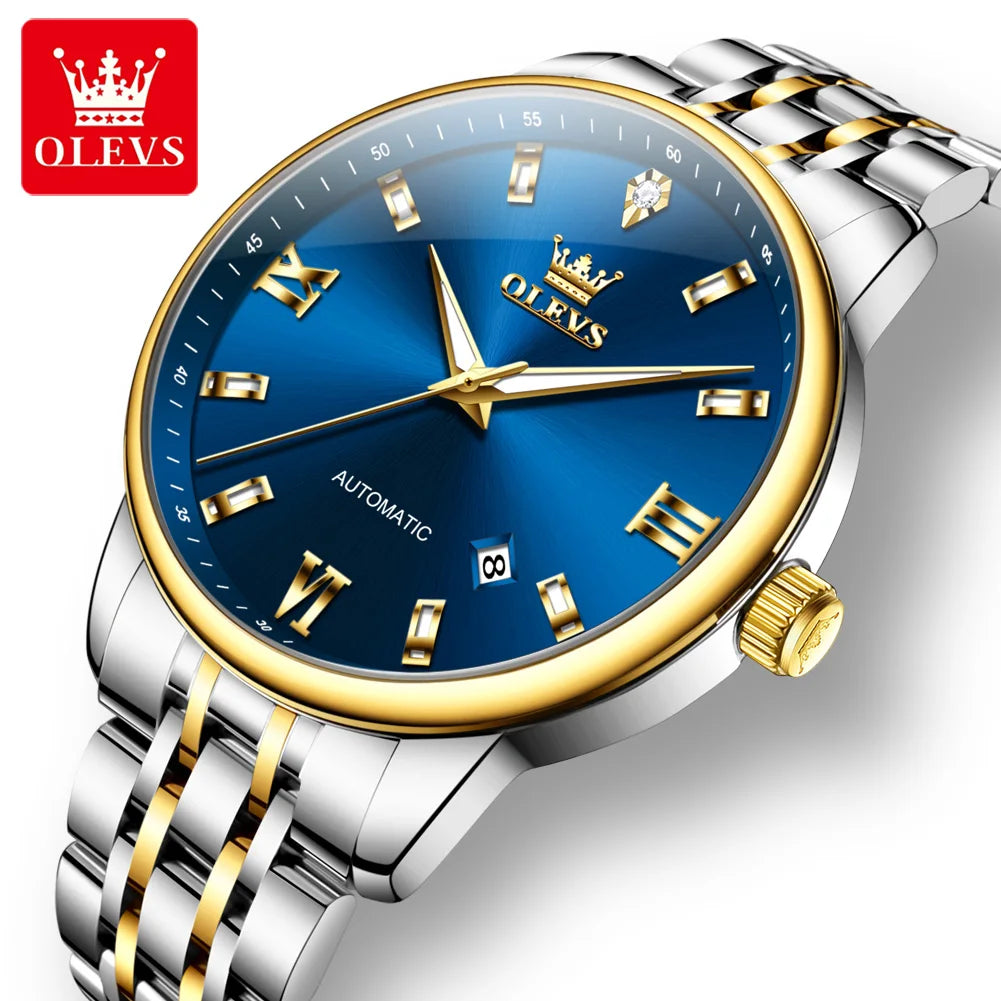 OLEVS 6723 Herren Automatikuhren Business Datum Mechanische Uhr für Männer Luxus Mode Wasserdicht Leuchtend Original Handuhr