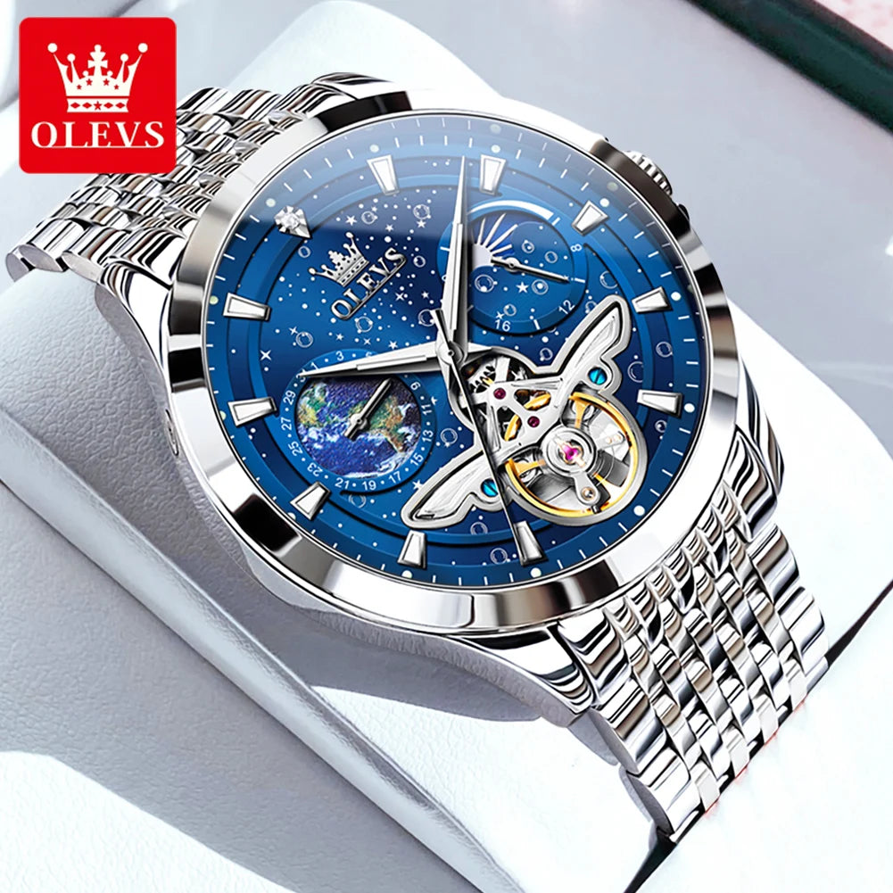 Originales Fashion Top OLEVS Markenuhren Für Männer Schwungrad Automatische Mechanische Uhren Wasserdichte Leuchtende Herrenuhren 6705