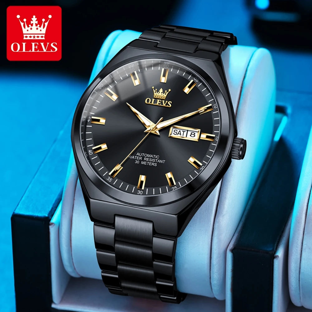 OLEVS 9907 Armbanduhren für Herren Luxus Business Automatische Mechanische Armbanduhr Wasserdicht Leuchtend Original Sport Wochen-/Datumsuhren