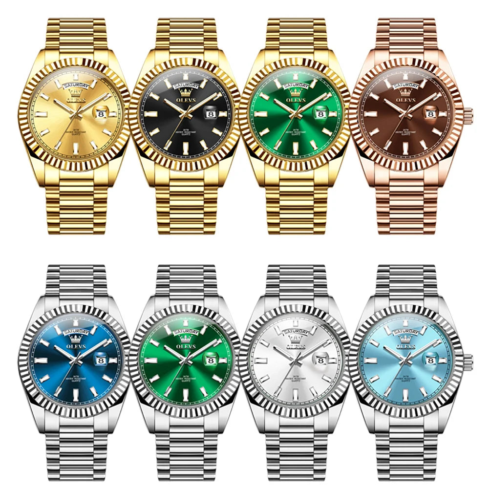 OLEVS 5650 Uhren für Herren, Original Chronograph, Datumsanzeige, Quarzuhr, Stahlarmband, wasserdicht, leuchtend, Top-Marke, Herrenuhr, Geschenke