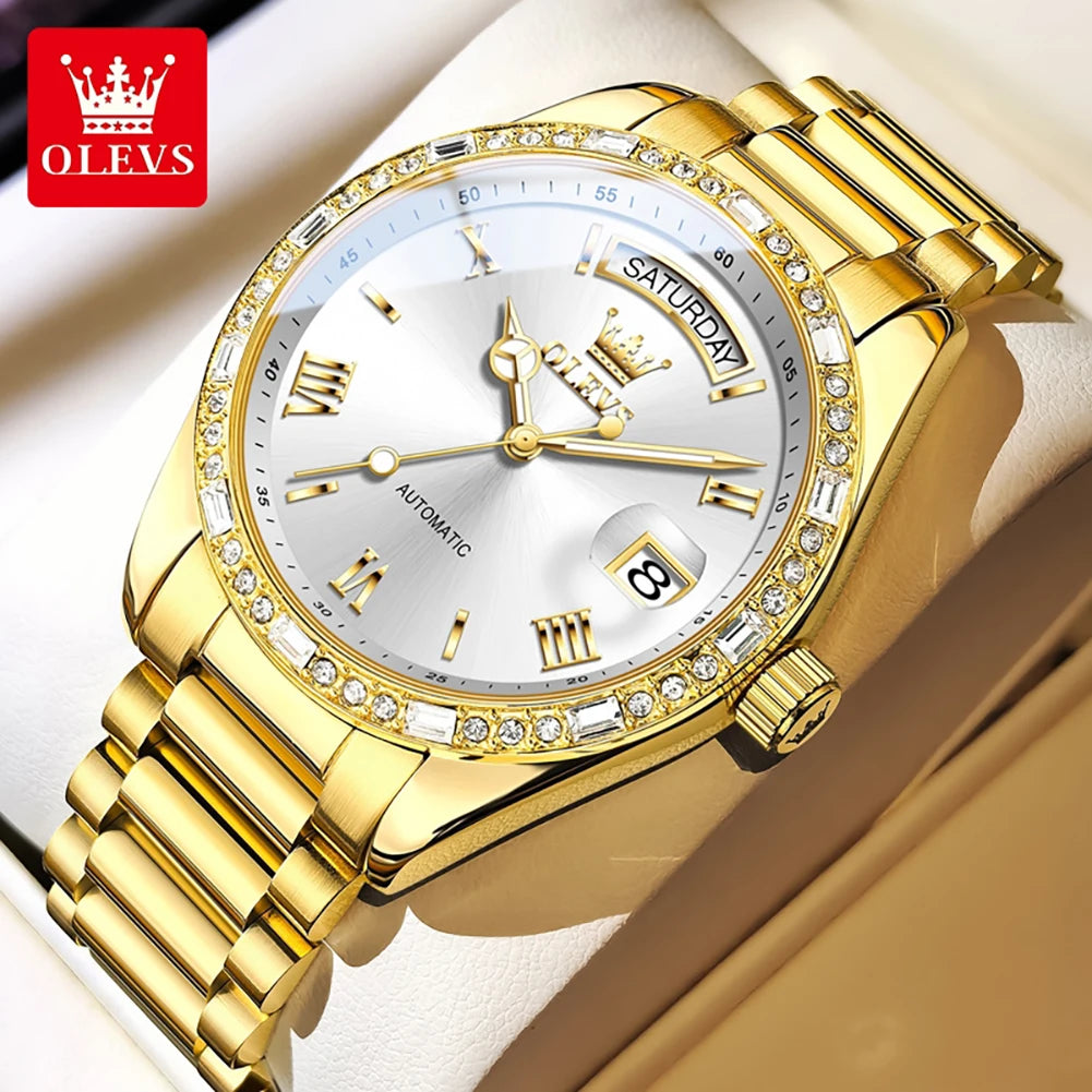 OLEVS 6747 Herrenuhr Original Mechanische Automatikuhr Für Männer Wasserdichte Business-Uhr Aus Stahl Für Herren Armbanduhr Reloj
