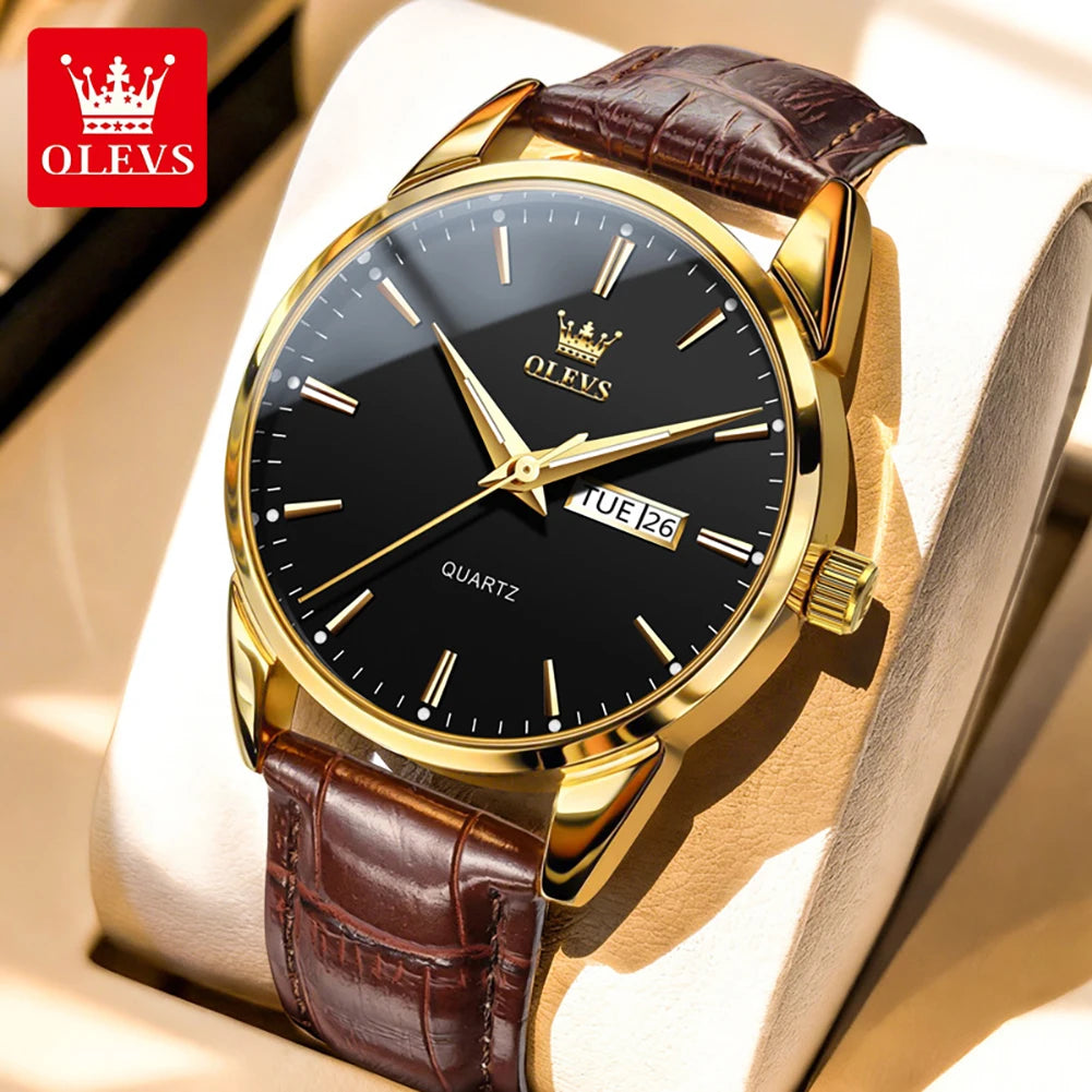 OLEVS Armbanduhr Herren Klassische Quarzuhr für Herren Wasserdichte Leuchtende Geschäftsuhr Wochenanzeige Datum Herrenuhr 6898