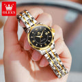 OLEVS 2906 Paar-Armbanduhr Original Römisches Zifferblatt Diamantenbesatz Luxus Quarz Uhr Für Herren Damen Rhombus Armband Wasserdicht Zeigeruhr